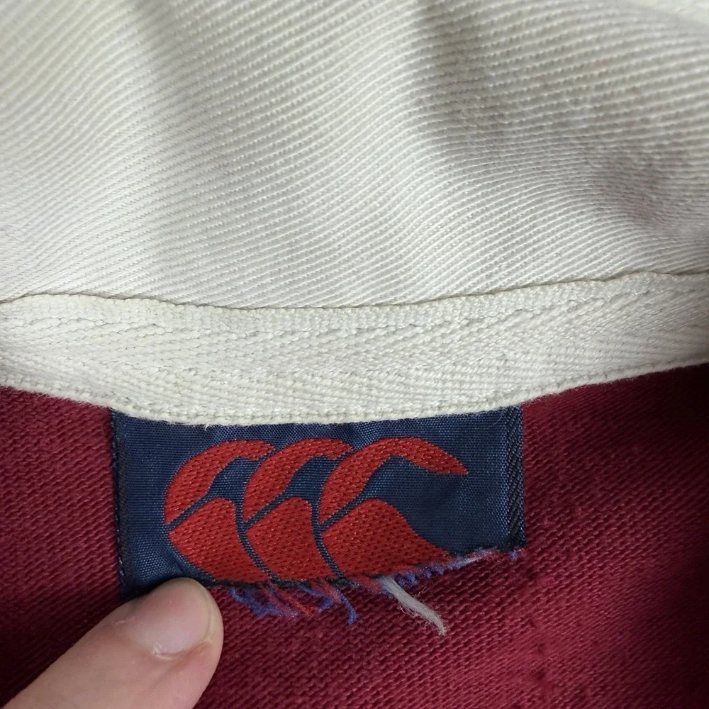 Vintage Canterbury Of New Zealand Rugby Jersey Red Navy Striped Long Sleeve-READ